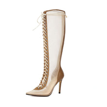 Load image into Gallery viewer, Women's Over-the-Knee Stiletto Sandals | Lace-Up High Heel Boots | Leopard Print &amp; Solid Colors