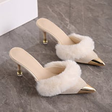 Load image into Gallery viewer, Women's High Heel Platform Slides - Suede Open Toe Slippers