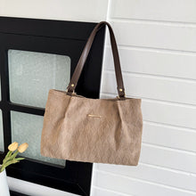 Load image into Gallery viewer, Women's Quilted Fabric Tote Bag – Minimalist Shoulder Bag with Diamond Pattern | Black, Beige, Khaki, Green