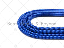 Load image into Gallery viewer, Quality Lapis Blue Smooth Rondelle Jade Beads, 3x12mm Spacer Beads, Blue Jade Beads, 15.5'' Full Strand, Sku#U1084C