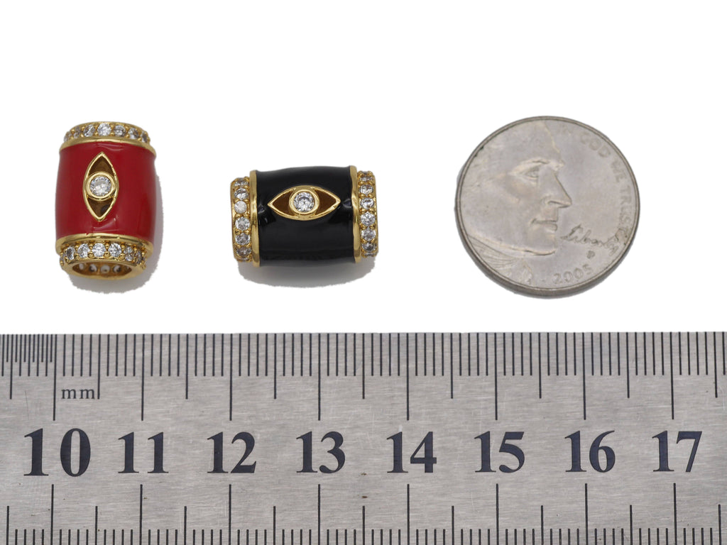 CZ Enamel Evil Eye On Barrel Beads, Sku#N60