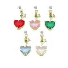 Load image into Gallery viewer, Colorful Crystal Heart Cherry Charm Pendant, Sku#LK1077