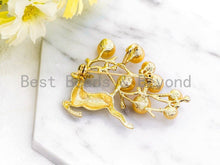 Load image into Gallery viewer, CZ Micro Pave Elk Reindeer Brooch Pin Pendant, Sku#P40