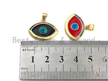 Load image into Gallery viewer, Enamel Colorful Evil Eye Pendant,CZ Micro Pave Oil Drop pendant,Enamel pendant,Enamel Jewelry,21x18mm,sku#F1035