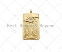 Load image into Gallery viewer, 14K Gold Filled Tarot Card Charm, Sun Star Moon Rectangle Shape Pendant,Gold Medallion Charm, Tarot Card Necklace  Pendant,18x34mm, Sku#CP16