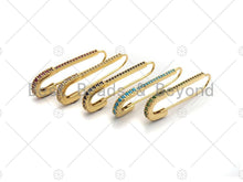 Load image into Gallery viewer, CZ Micro Pave Gold Safety pin earrings, sku#F1162