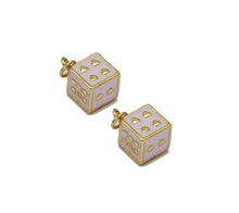 Load image into Gallery viewer, Pink Enamel Heart Dice Cube Charm, Sku#LK720