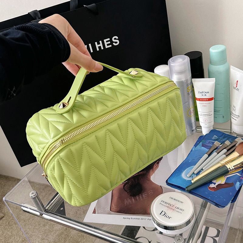 Geometric Print Waterproof Tote Bag - High Capacity PU Leather Storage Bag for Women