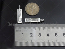 Load image into Gallery viewer, CZ Micro Pave Screw you Rectangle Pendant/Charm, Rectangle  Cubic Zirconia Pendant, Silver/Gold Tone,6x24mm,Sku#L319
