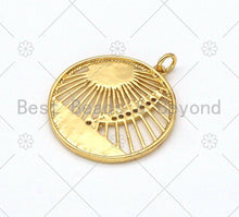 Load image into Gallery viewer, CZ Micro Pave Sun Light with Arrow Round Pendant,18K Gold Filled Charm,Necklace Bracelet Charm Pendant,27x29mm,Sku#L583