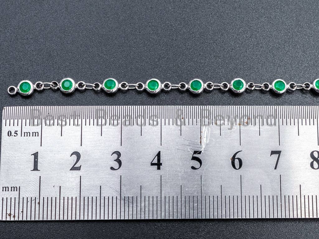 1 Foot/Yard-Green Beaded Chain-4mm/6mm/8mm Jade Gemstone Beads Chain-Gold Silver Gunmetal Plated Bezel Rosary Chain, Bezel Connector, sku#A1