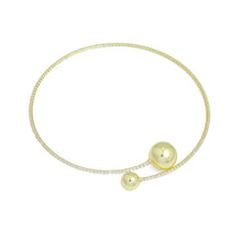 Load image into Gallery viewer, Gold CZ Tennis Chain Round Ball End Adjustable Necklace, Sku#A453