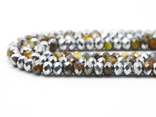 Load image into Gallery viewer, Half Silver Plated Yellow Brown Banded Agate Rondelle Faceted Beads, Sku#UA257