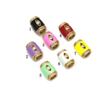 Load image into Gallery viewer, CZ Enamel Evil Eye On Barrel Beads, Sku#N60