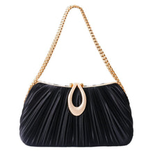 Load image into Gallery viewer, Satin Pleated Evening Bag for Women – Elegant Clutch Purse | Apricot &amp; Black