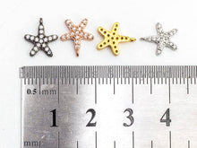 Load image into Gallery viewer, CZ Micro Pave Small Starfish Pendant/Charm, Cubic Zirconia Pendant in Gold Rose gold Black Silver, Fashion Jewelry Findings, 9x10mm, sku#B77