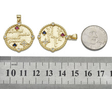 Load image into Gallery viewer, Colorful CZ Love and Freedom  Medallion Charm, Sku#LK754