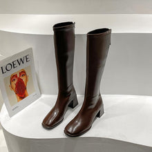 Load image into Gallery viewer, Women's Over-The-Knee Slim High Boots | Chunky Heel PU Leather | Black Brown Beige Khaki