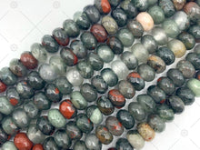 Load image into Gallery viewer, 2mm Big Hole Natural African Bloodstone Faceted Beads, 6x10mm Rondelle Faceted Bloodshot Beads, Large Hole Beads, 8'' Full Strand, SKU#U1234