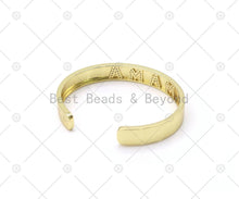 Load image into Gallery viewer, CZ Mirco Pave MAMA Word Open Cuff Bracelet, 18K Gold Filled