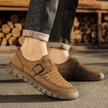 Load image into Gallery viewer, Men's Breathable Casual Leather Shoes | Stitched Buckle Low-Top Sneakers