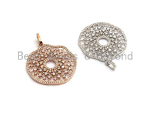 Load image into Gallery viewer, CZ Micro Pave Filigree Hollow out Flower Pendant, Cubic Zirconia Rose Gold/Silver/Black Focal Pendant, 33x35mm,sku#F637
