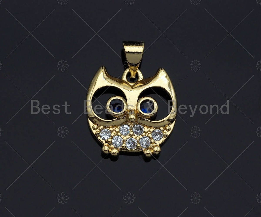 Gold Owl Charms, Dainty Owl Charms, Owl Pendant, Gold Charm, Gold Pendant, Necklace Charms, 15x16mm, Sku#LK96