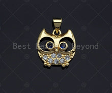Load image into Gallery viewer, Gold Owl Charms, Dainty Owl Charms, Owl Pendant, Gold Charm, Gold Pendant, Necklace Charms, 15x16mm, Sku#LK96