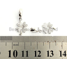 Load image into Gallery viewer, Gold/Silver CZ Micro Pave Lucky Clover Pendant, Big hole Eur