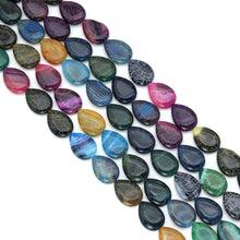 Load image into Gallery viewer, 18x25mm Mixed Color Fire Agate Flat Teardrop Beads, Sku#U2140