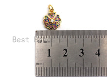 Load image into Gallery viewer, CZ Colorful Micro Pave Peace Sign Pendant, Cubic Zirconia Pave Pendant, Gold plated, 11x13mm, Sku#F822