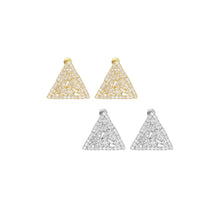 Load image into Gallery viewer, Baguette CZ Gold Silver Triangle Shape Stud Earrings, Sku#L738