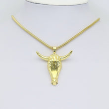 Load image into Gallery viewer, Big Gold Ram Ox Head Charm, Sku#LK930