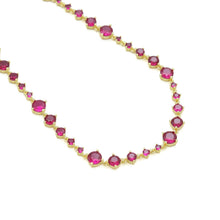 Load image into Gallery viewer, Gold Fichsia Pink Dot CZ Link Chain Necklace, Sku#A351