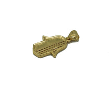Load image into Gallery viewer, CZ Turquoise Malachite Abalone Hamsa Hand Charm, Sku#L677