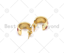 Load image into Gallery viewer, Enamel Star On Band Shape Earrings, Sku#LK449