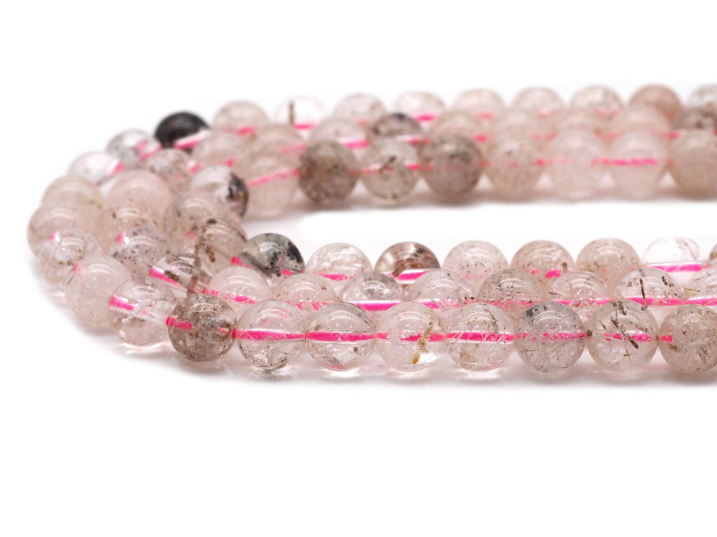Genuine Pink Snowflake Phatom Round Smooth Beads, Sku#U1363