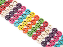 Load image into Gallery viewer, 12mm Multicolor Howlite Peace Sign Beads, Sku#U1445