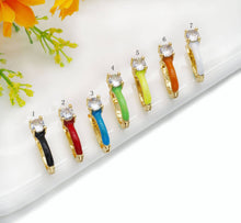 Load image into Gallery viewer, Pave Enamel Huggie Hoop Earring, Minimal earrings,sku#B227