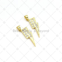 Load image into Gallery viewer, CZ Micro Pave Lighting Shape Pendant, 18K Gold Filled Lighting Charm, Necklace Bracelet Charm Pendant,Sku#LK507