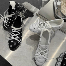 Load image into Gallery viewer, Women's Polka-Dot Mary Jane Heels - Vintage Cross-Strap Shoes