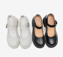 Load image into Gallery viewer, Women's Retro Japanese-Style Buckle Strap Chunky Heel Leather Shoes | Low-Cut Round Toe Pumps