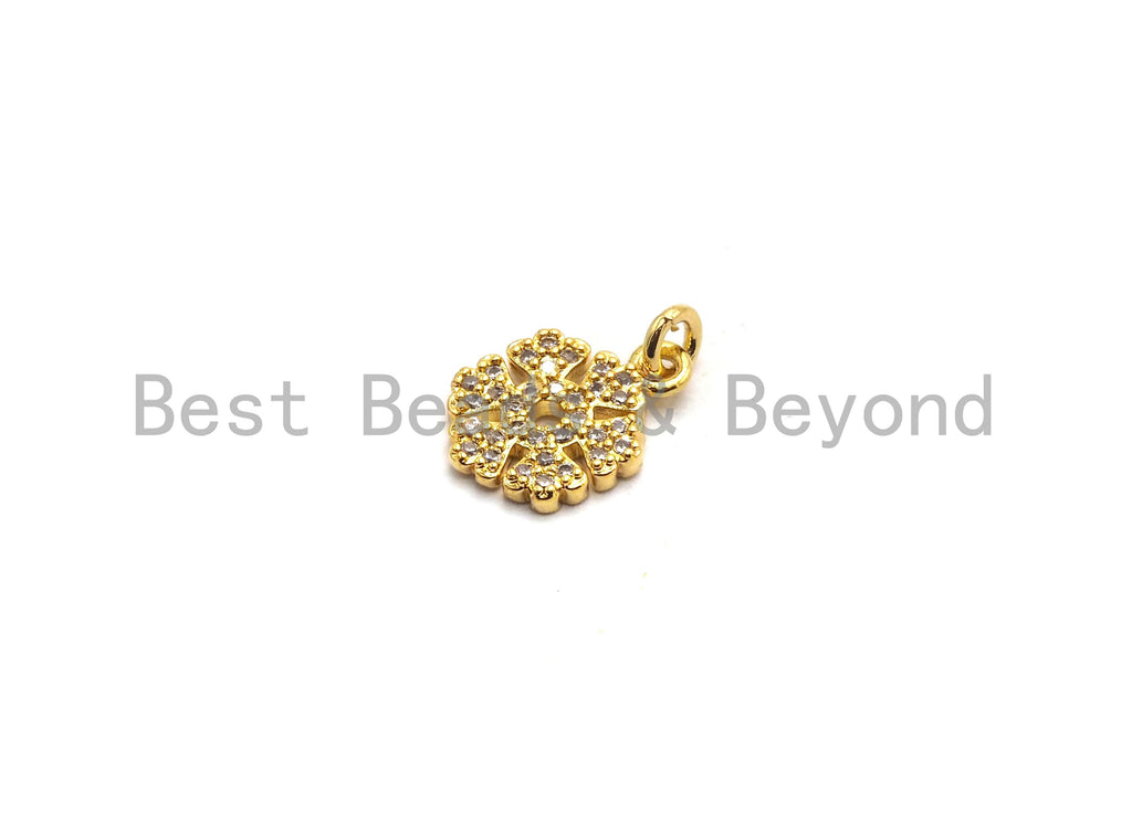 CZ Micro Pave Snowflake Pendant/Charm, Cubic Zirconia Pendant, 10x13mm,sku#F649