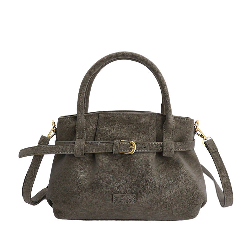 Matte-Finish PU Leather Crossbody Shoulder Bag