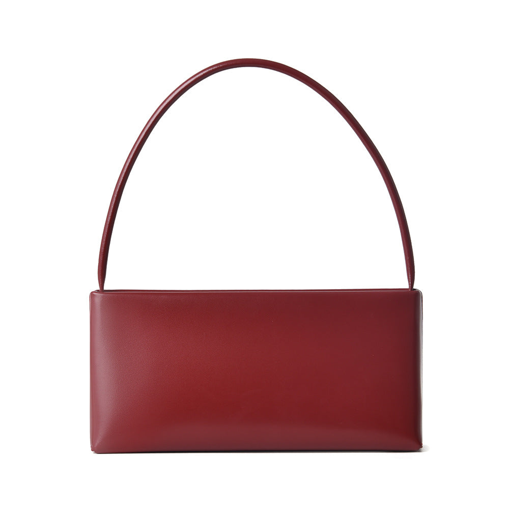 Vintage Leather Crossbody Bag for Women - Genuine Cowhide Baguette Shoulder Bag