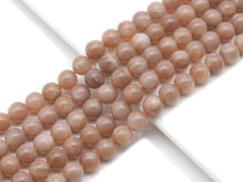 Load image into Gallery viewer, Genuine Quality Peach Moonstone Round Smooth Beads, Sku#U1372