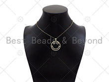 Load image into Gallery viewer, CZ Micro Pave Smiley Face Shape Pendant/Charm, 18K Gold Filled Charm, Necklace Bracelet Charm Pendant,26x29mm,Sku#LK322