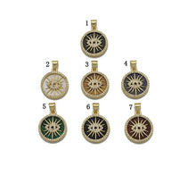 Load image into Gallery viewer, Gold CZ Evil Eye On Round Coin Gemstone Charm, Sku#LX122
