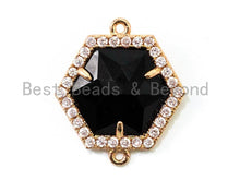 Load image into Gallery viewer, Hexagon Bezel Connector with Faceted Glass,sku#A80