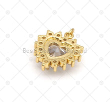 Load image into Gallery viewer, Big Clear CZ Micropave Lace Heart Shape Pendant, 18K Gold Filled Heart Charm,Necklace Bracelet Charm Pendant,18x20mm, Sku#F1437